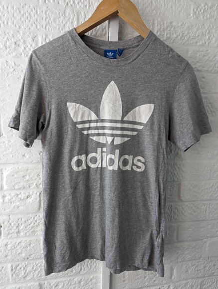 Adidas Originals Crew Neck T Shirt - Size XS - Grey & White - Cotton - P2P 19" - Picture 5 of 7